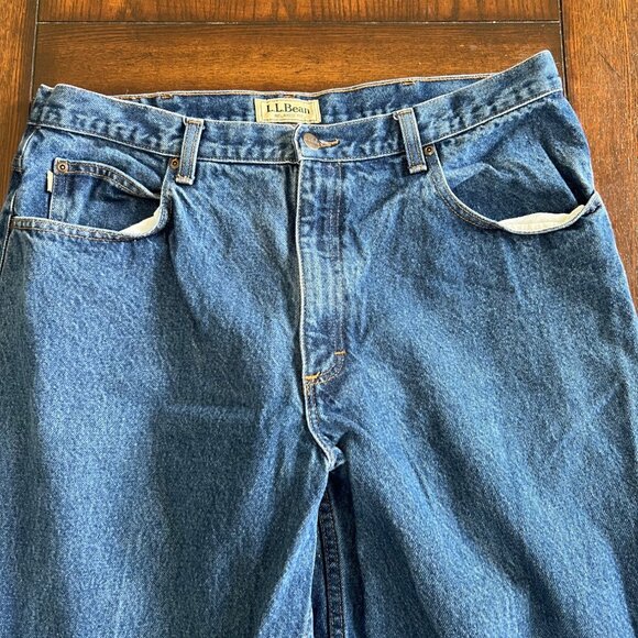 L.L. Bean Relaxed Fit Jeans Medium Wash 38 X 34 Men's Denim Straight Leg Dad - Picture 2 of 8